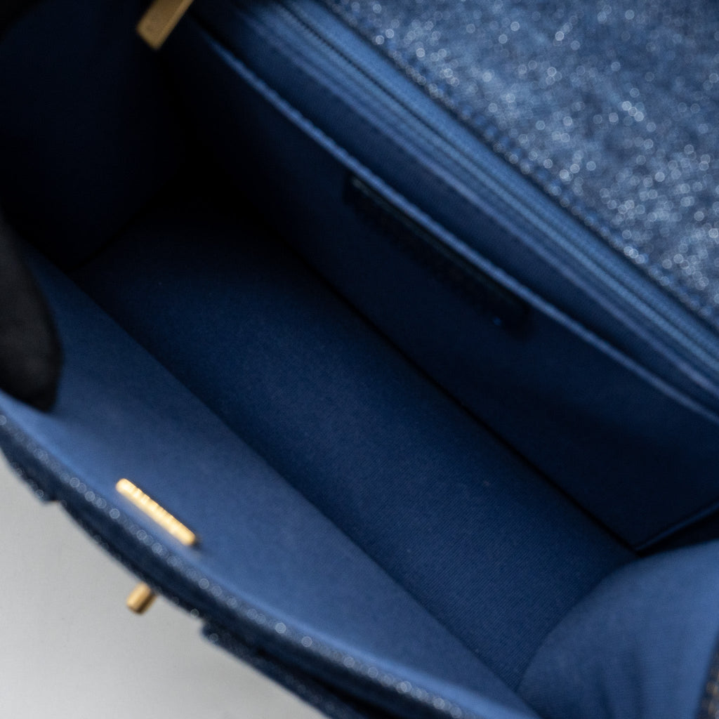 23S FLAP BACKPACK DENIM BLUE WITH GHW (MICROCHIP)