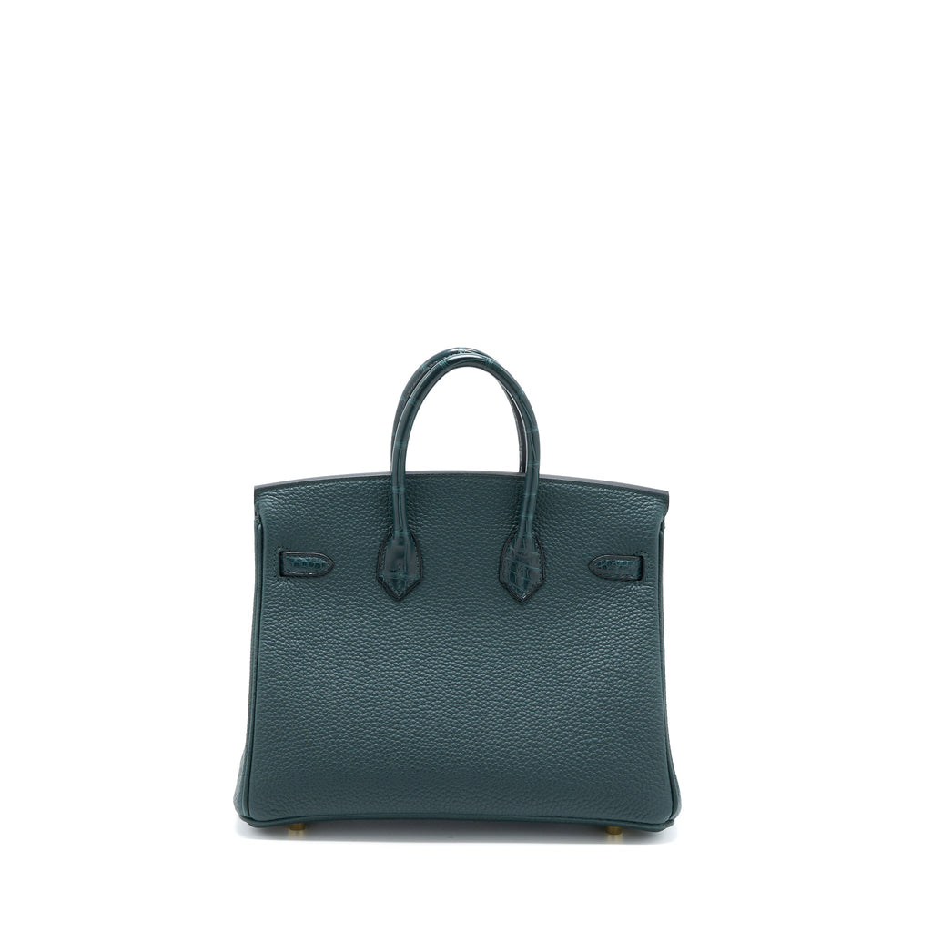 HERME BIRKIN 25 TOUCH TOGO/ALLIGATOR MISSISSIPPIENSIS VERT CYPRES GHW