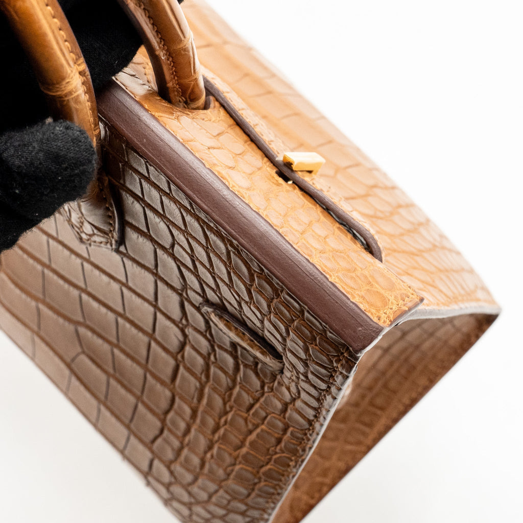 HERMES BIRKIN 20 ALLIGATOR MISSISSIPPIENSIS MAT GOLD GHW