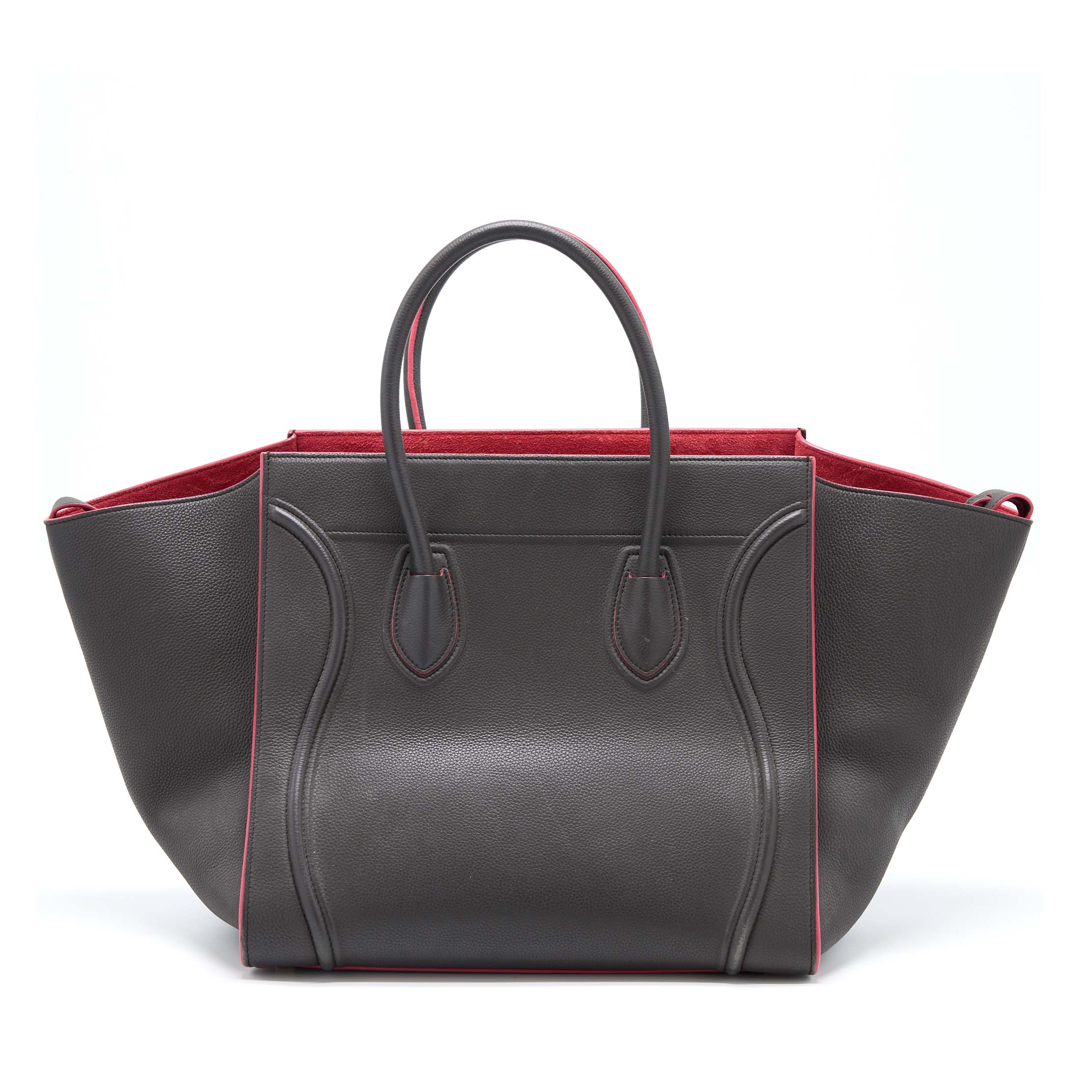 LARGE PHANTOM LUGGAGE BAG CALFSKIN DARK GREY/PINK