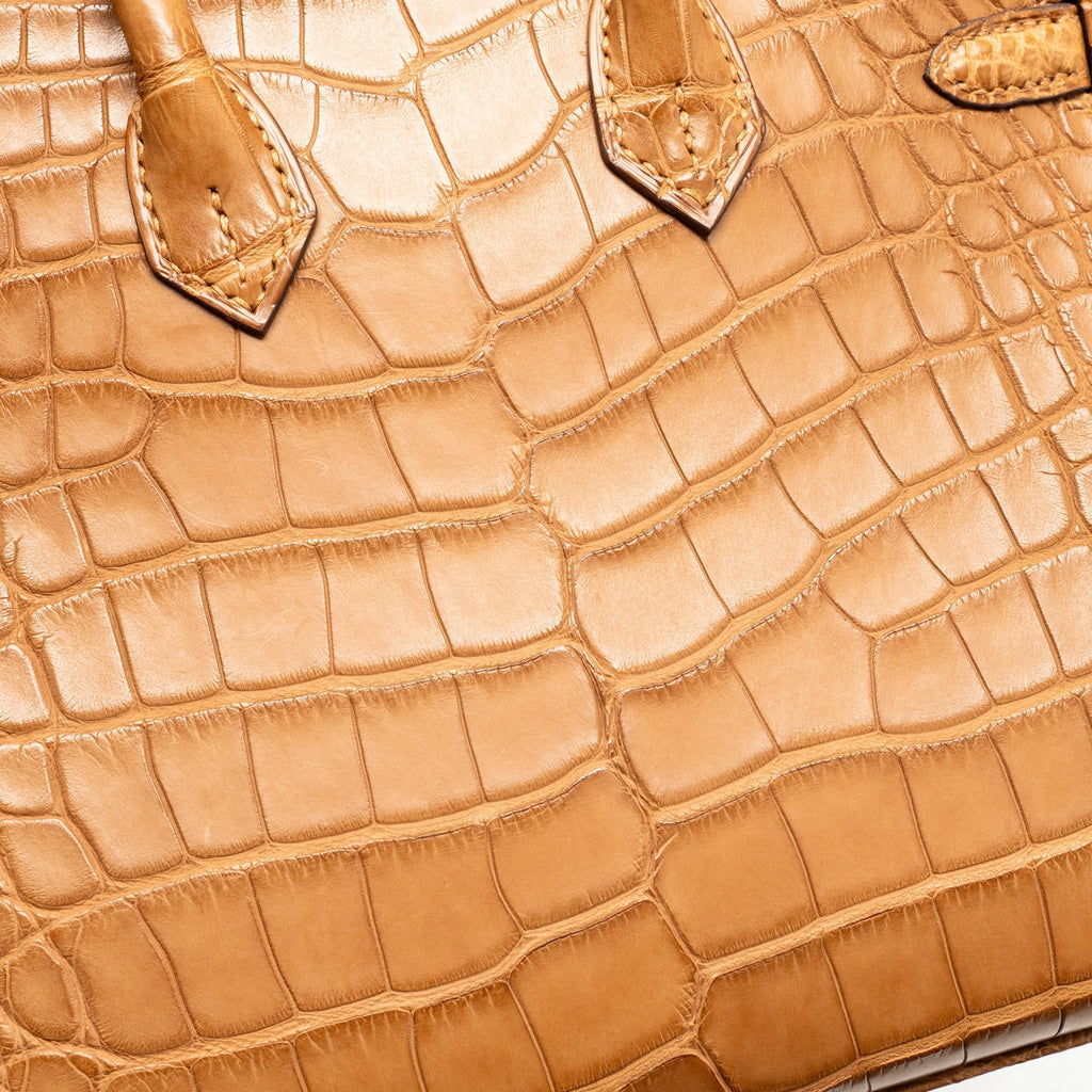 HERMES BIRKIN 20 ALLIGATOR MISSISSIPPIENSIS MAT GOLD GHW