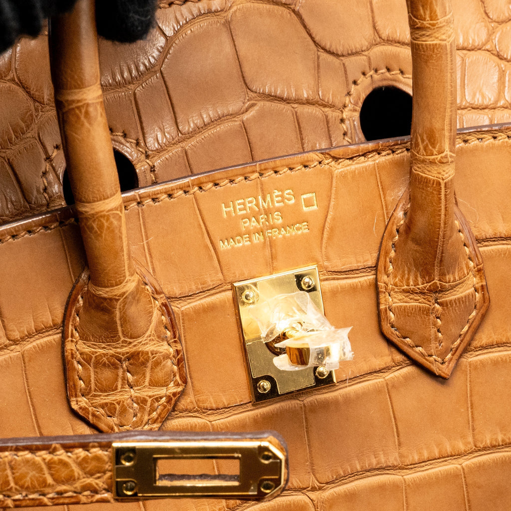 HERMES BIRKIN 20 ALLIGATOR MISSISSIPPIENSIS MAT GOLD GHW