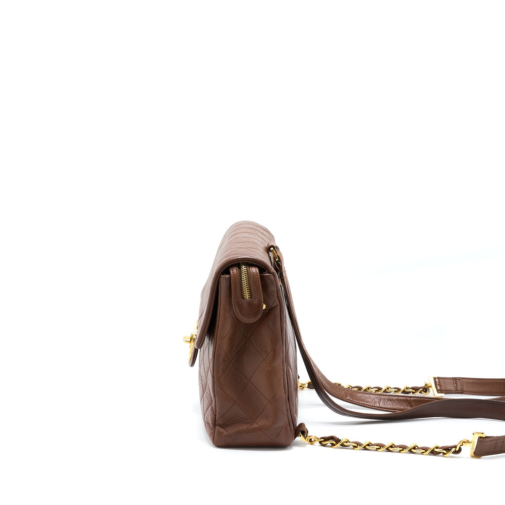 VINTAGE CLASSIC TIMELESS BACKPACK LAMBSKIN BROWN GHW
