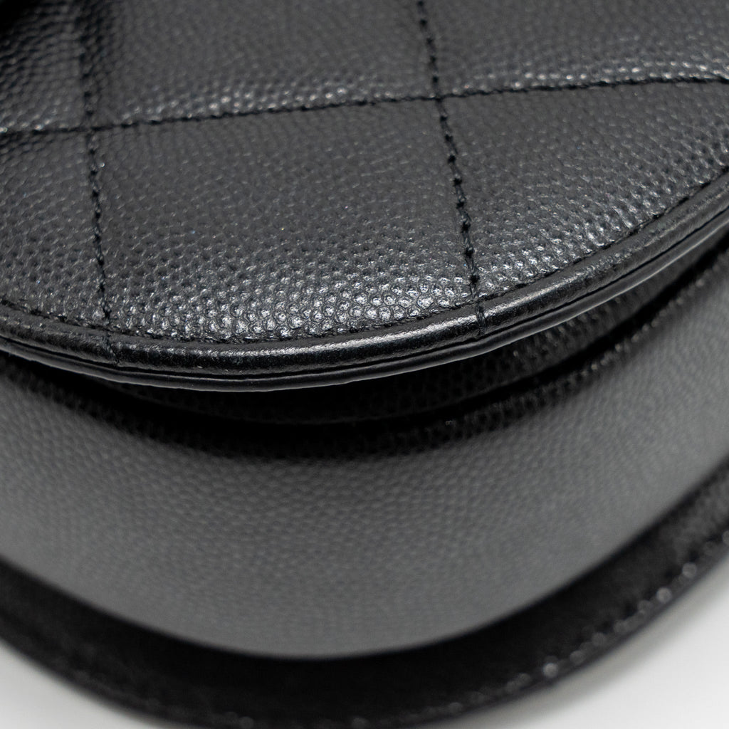 22B ROUND MESSENGER BAG CAVIAR BLACK GHW (MICROCHIP)