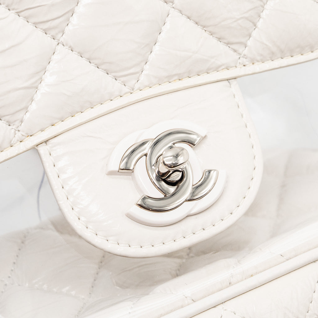 TRANSPARENT BACKPACK PVC/SHINY CALFSKIN WHITE SHW