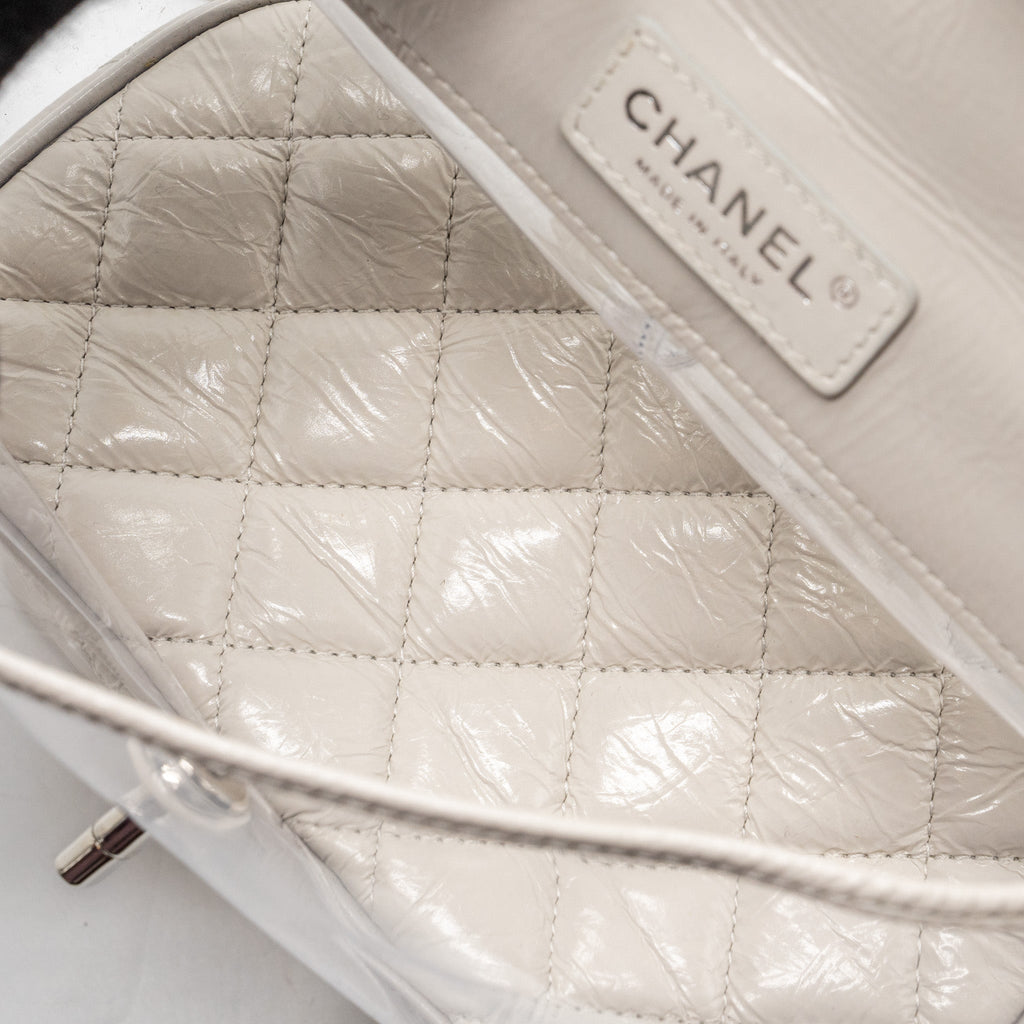 TRANSPARENT BACKPACK PVC/SHINY CALFSKIN WHITE SHW