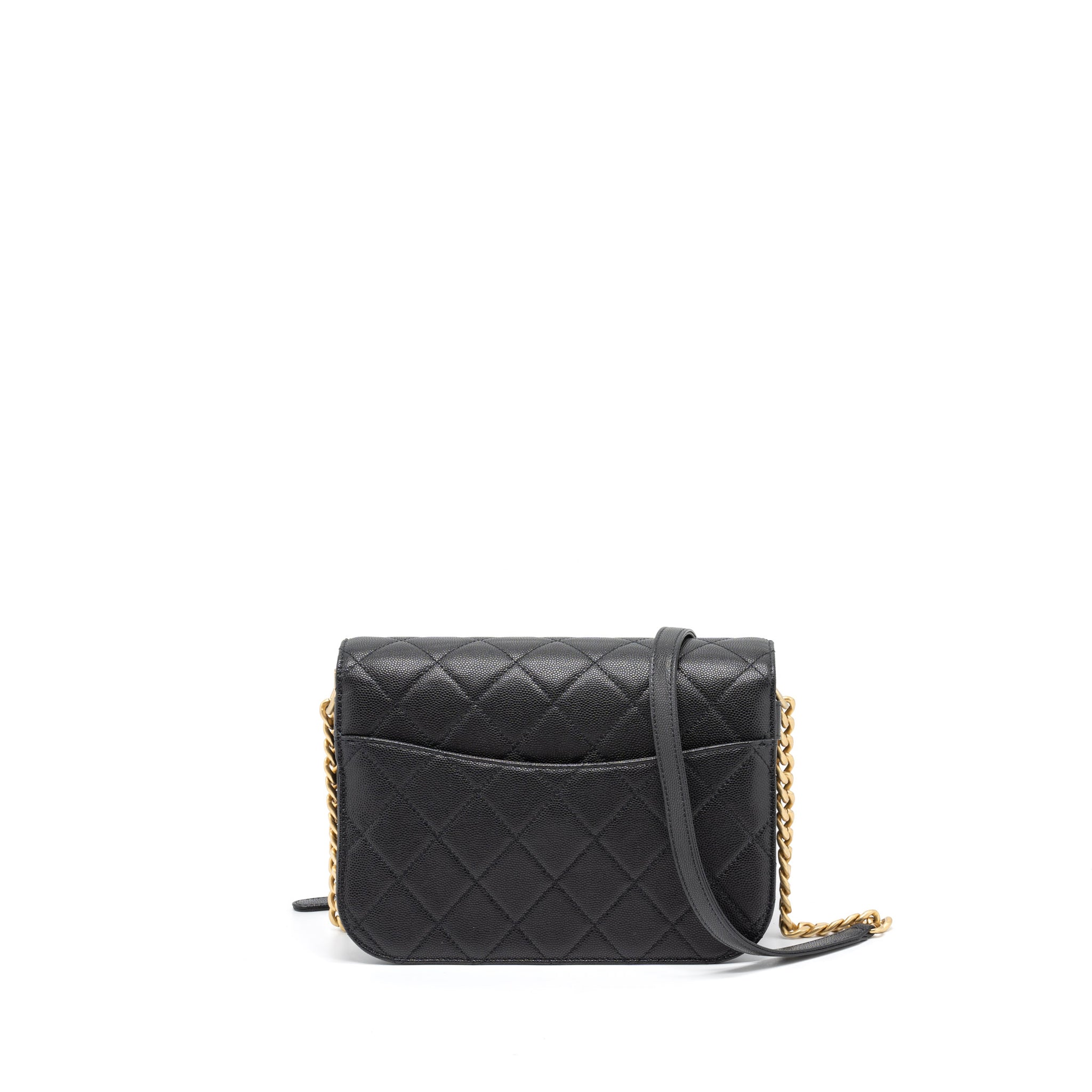 MESSENGER BAG CAVIAR BLACK BRUSHED GHW (MICROCHIP)