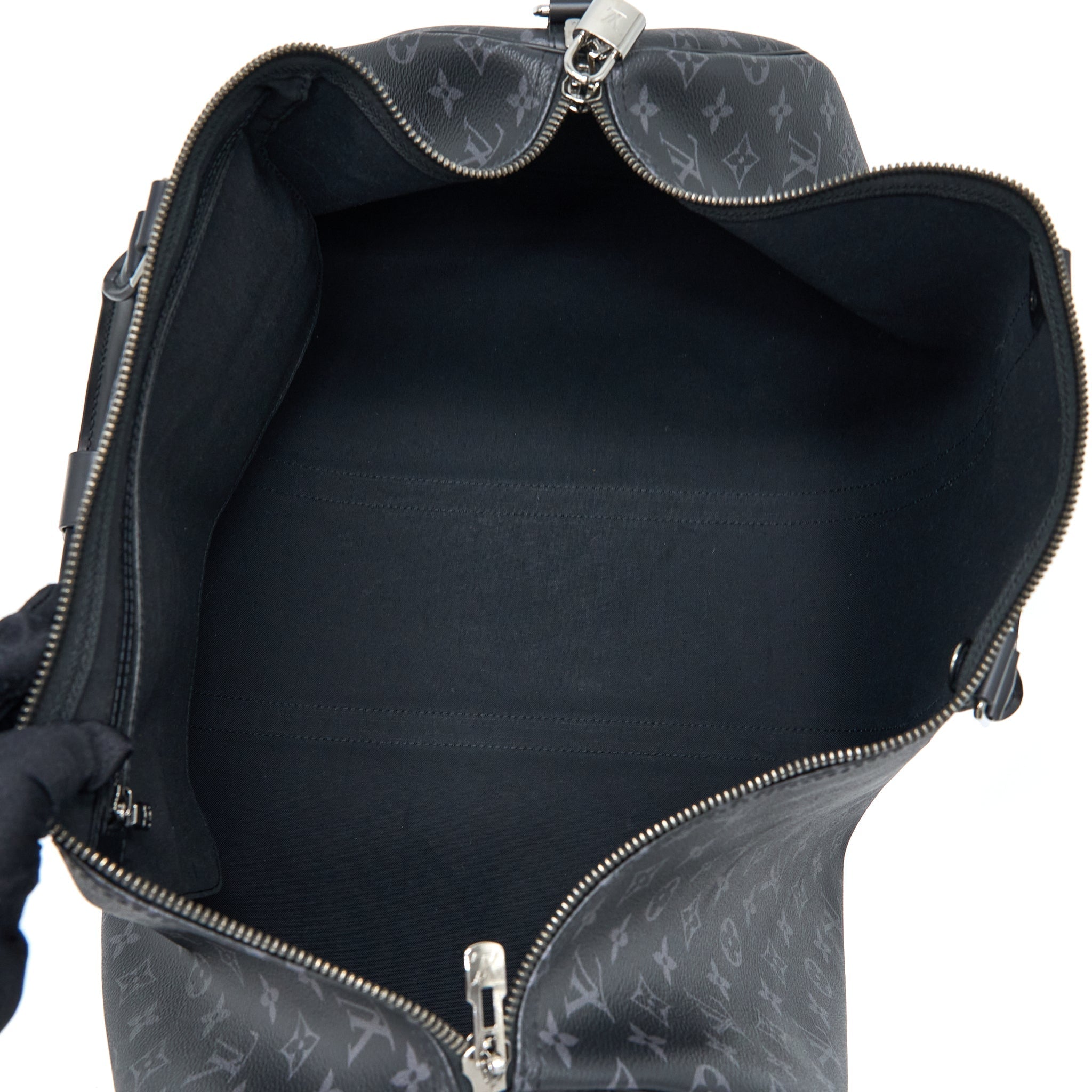 KEEPALL 55 WITH SHOULDER STRAP MONOGRAM ECLIPSE CANVAS SHW