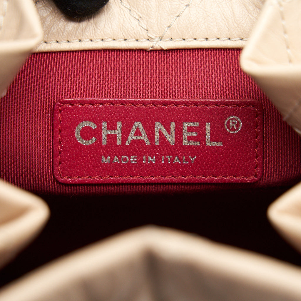 GABRIELLE BACKPACK IN AGED CALFSKIN QUILTED LEATHER BEIGE