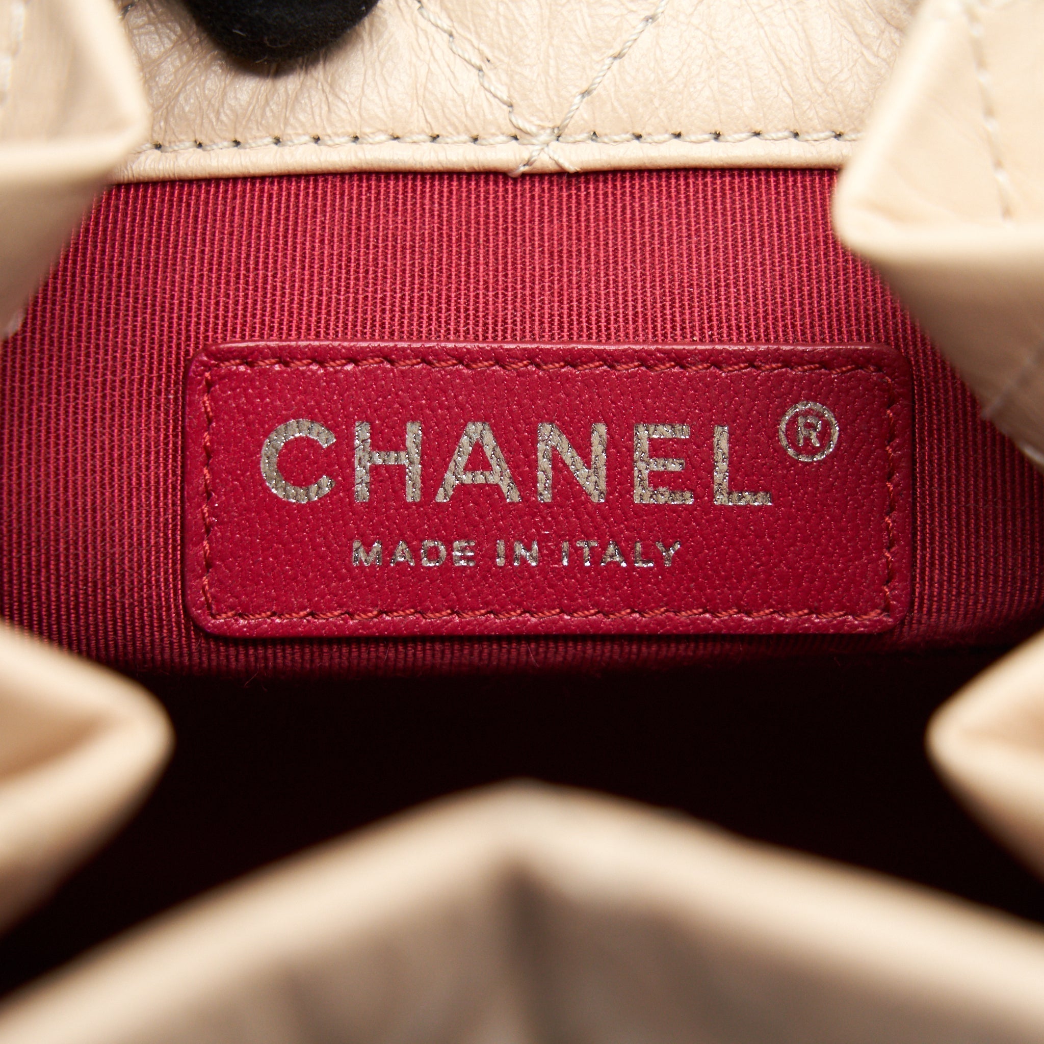 GABRIELLE BACKPACK IN AGED CALFSKIN QUILTED LEATHER BEIGE