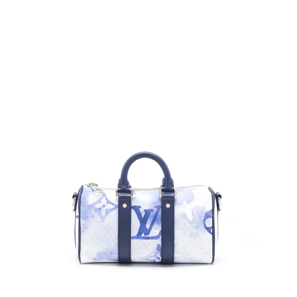 KEEPALL XS MONOGRAM WATERCOLOR BLUE CANVAS SHW