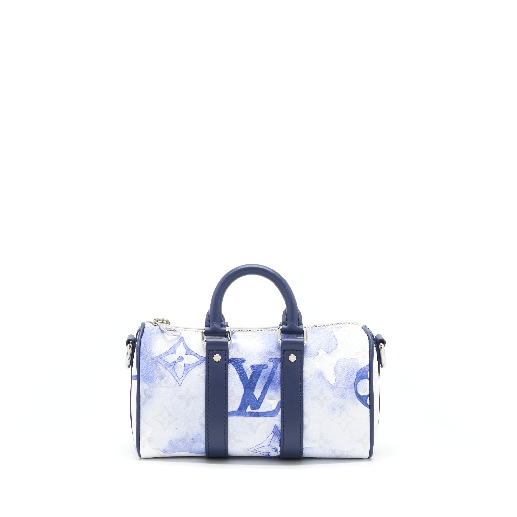 KEEPALL XS MONOGRAM WATERCOLOR BLUE CANVAS SHW