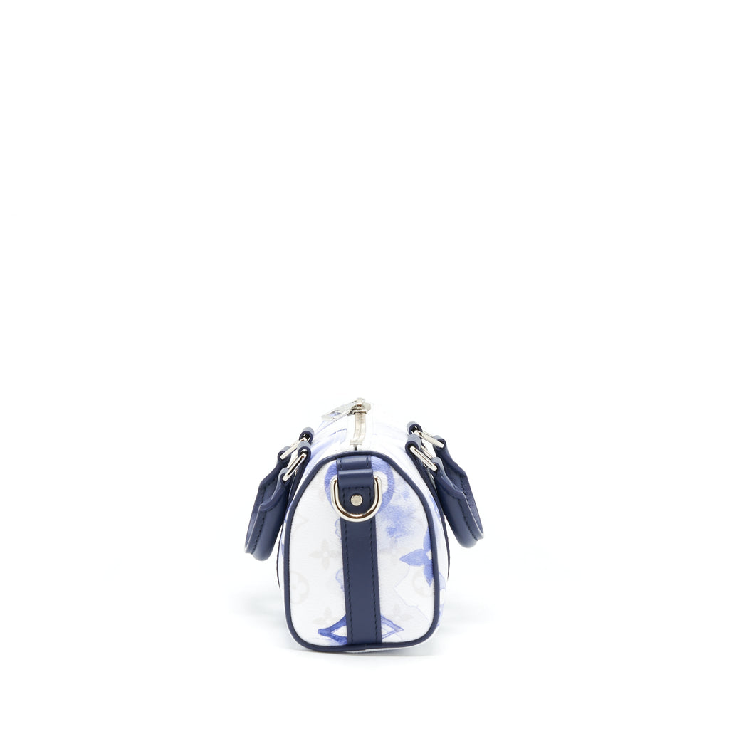 KEEPALL XS MONOGRAM WATERCOLOR BLUE CANVAS SHW