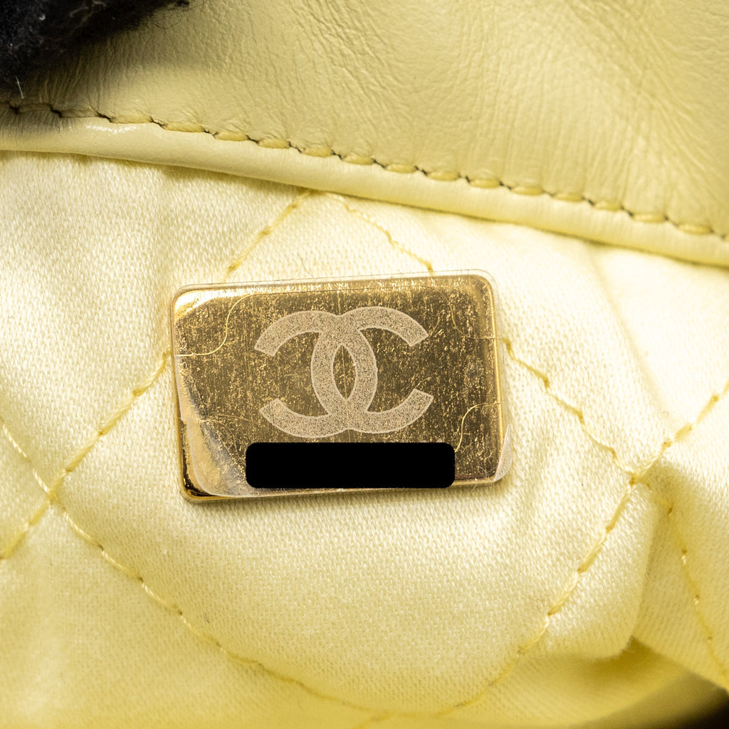 23P SMALL 22 BACKPACK SHINY CALFSKIN LIGHT YELLOW BRUSHED GHW(MICROCHIP)