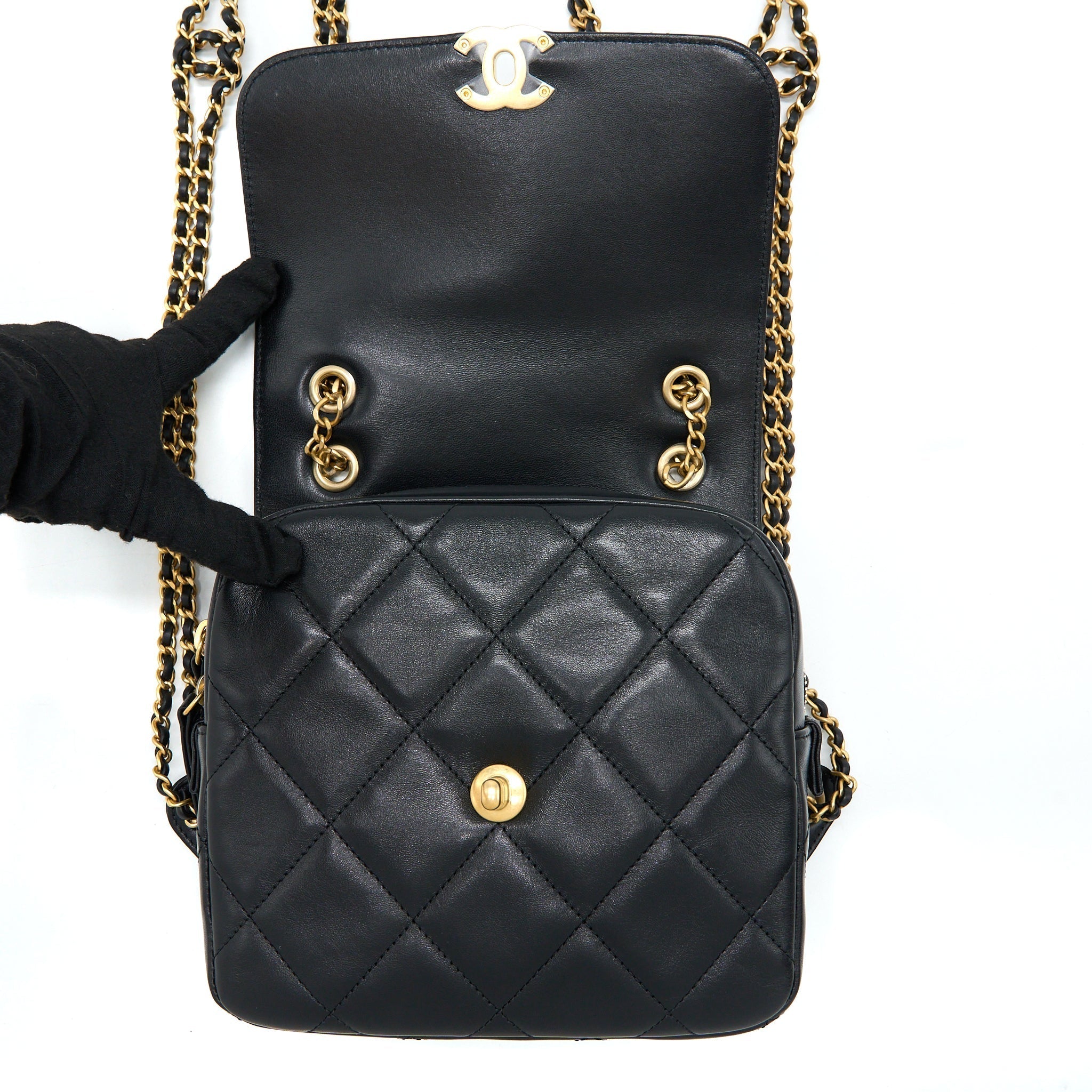 23P ADO BACKPACK LAMBSKIN BLACK GHW (MICROCHIP)