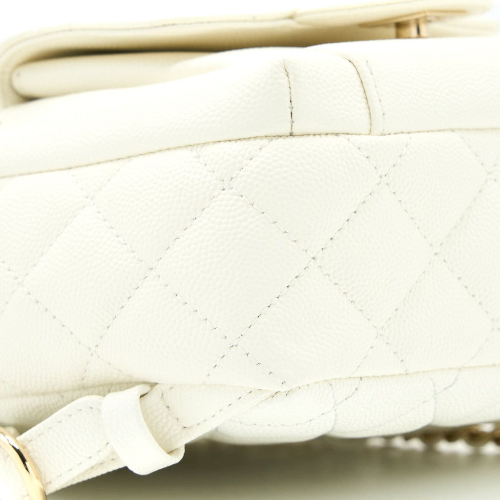 QUILTED MINI CC DAY BACKPACK CAVIAR WHITE LGHW