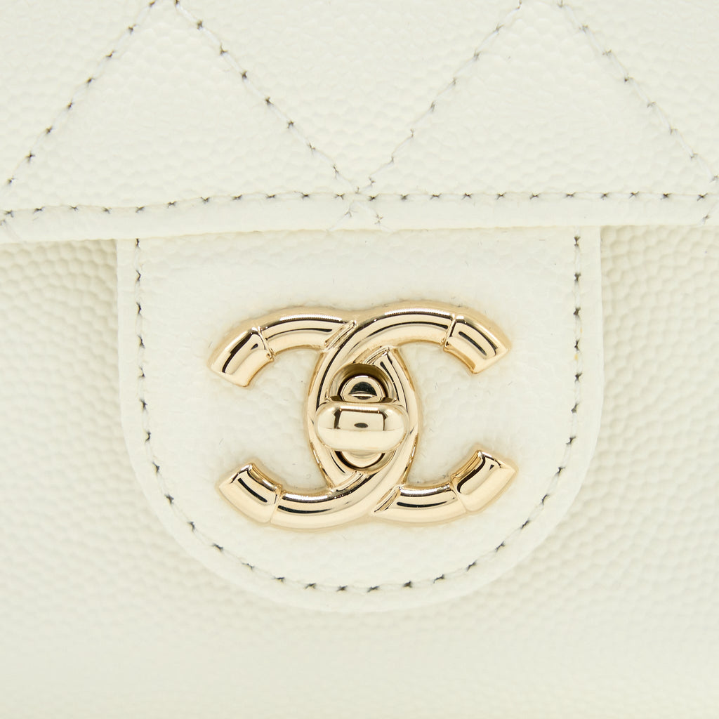 QUILTED MINI CC DAY BACKPACK CAVIAR WHITE LGHW