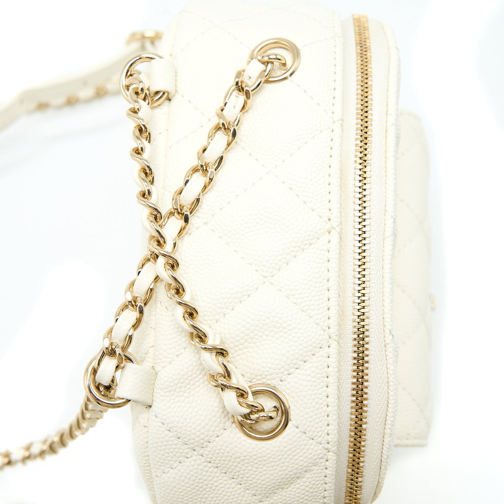 QUILTED MINI CC DAY BACKPACK CAVIAR WHITE LGHW