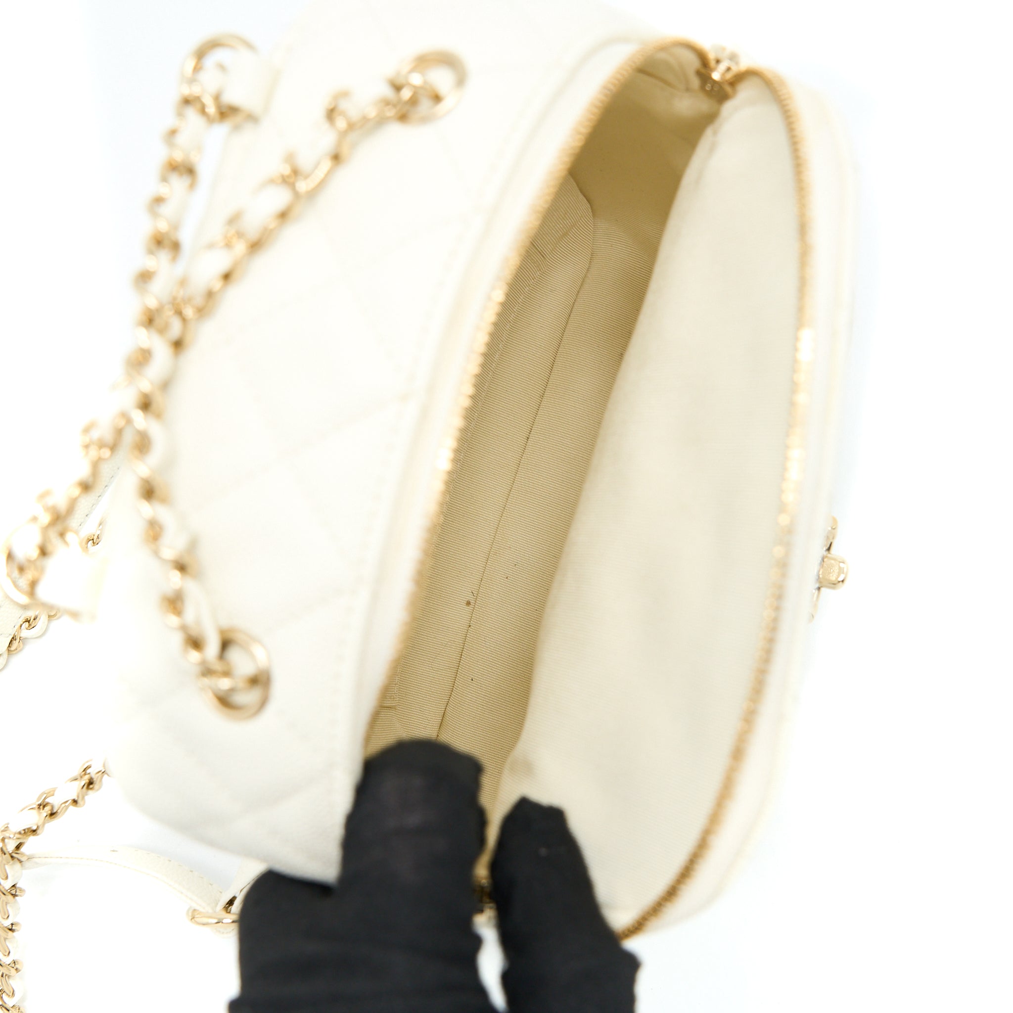 QUILTED MINI CC DAY BACKPACK CAVIAR WHITE LGHW