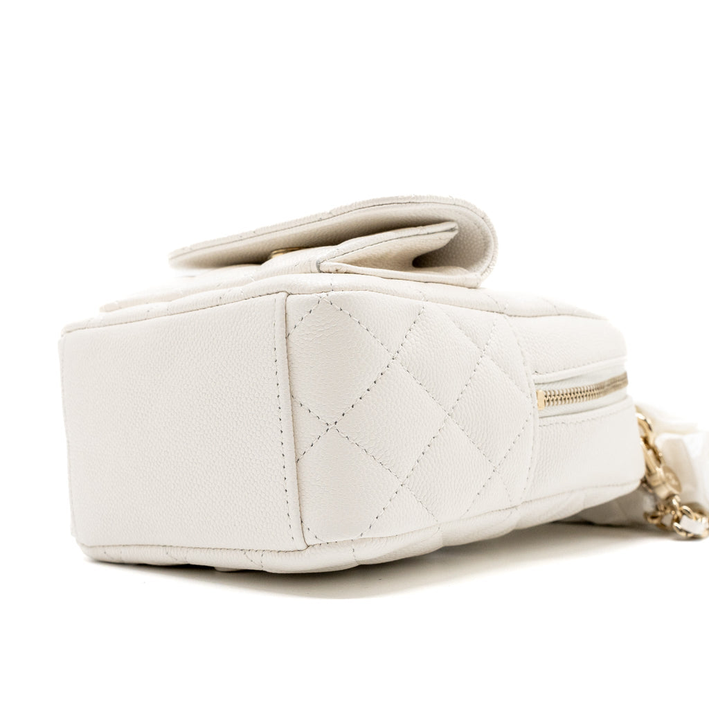 24C MINI BACKPACK/CROSSBODY BAG CAVIAR WHITE LGHW (MICROCHIP)