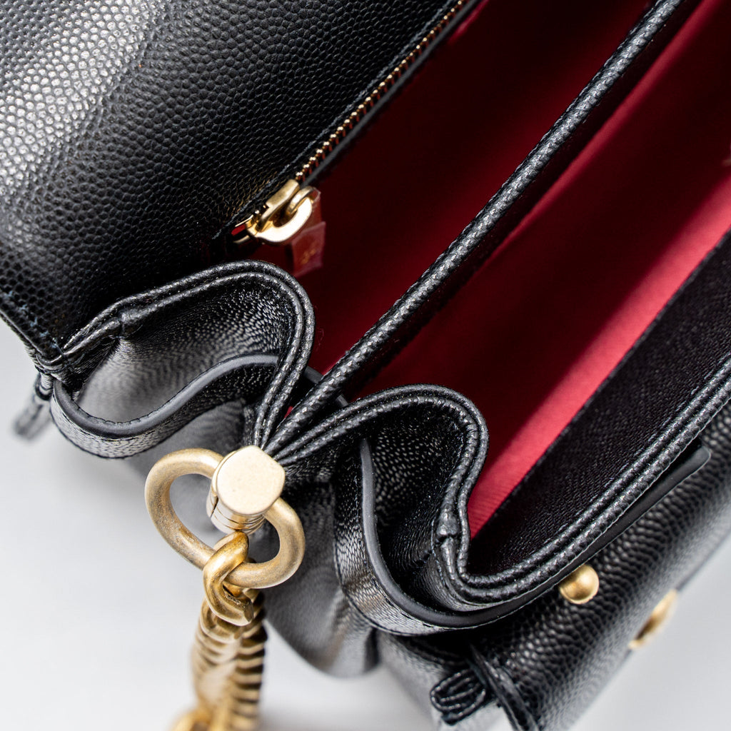 MESSENGER BAG CAVIAR BLACK BRUSHED GHW (MICROCHIP)