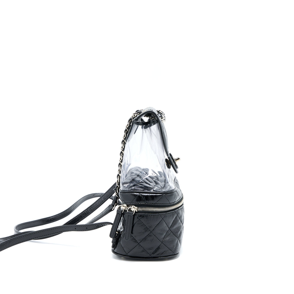 PVC AQUARIUM BACKPACK BLACK PVC/AGED CALFSKIN SHW