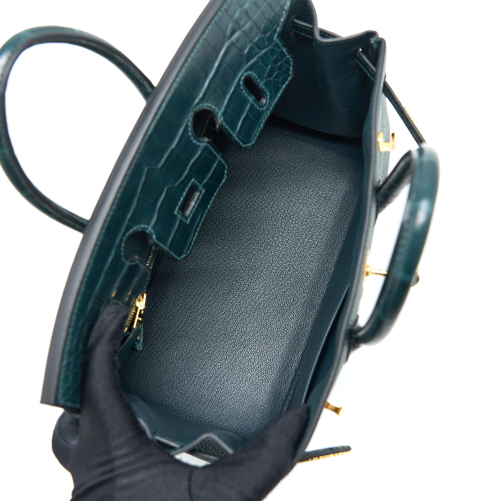 HERME BIRKIN 25 TOUCH TOGO/ALLIGATOR MISSISSIPPIENSIS VERT CYPRES GHW