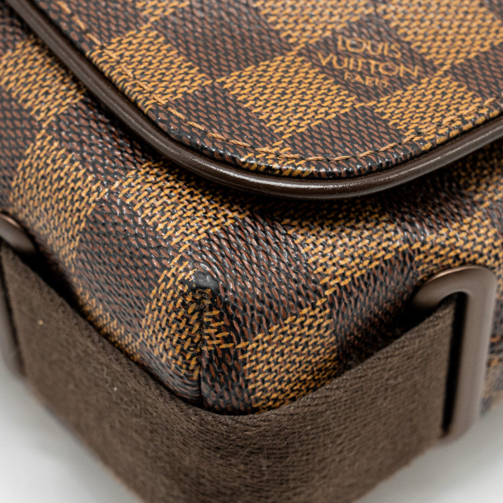 BROOKLYN PM MESSENGER BAG DAMIER EBENE CANVAS BROWN HARDWARE