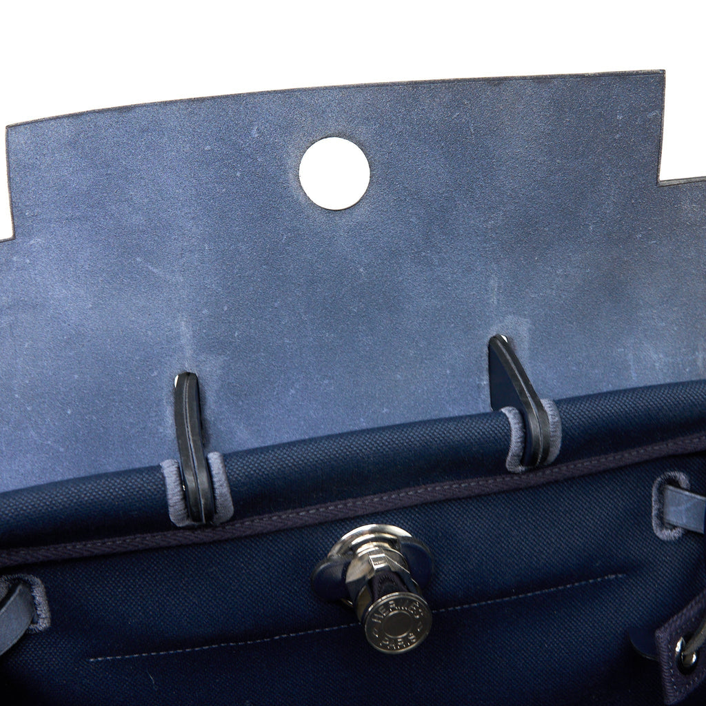 HERBAG BACKPACK CANVAS/LEATHER DARK BLUE/BLACK SHW