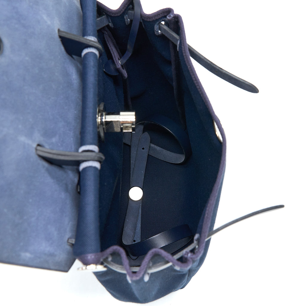 HERBAG BACKPACK CANVAS/LEATHER DARK BLUE/BLACK SHW