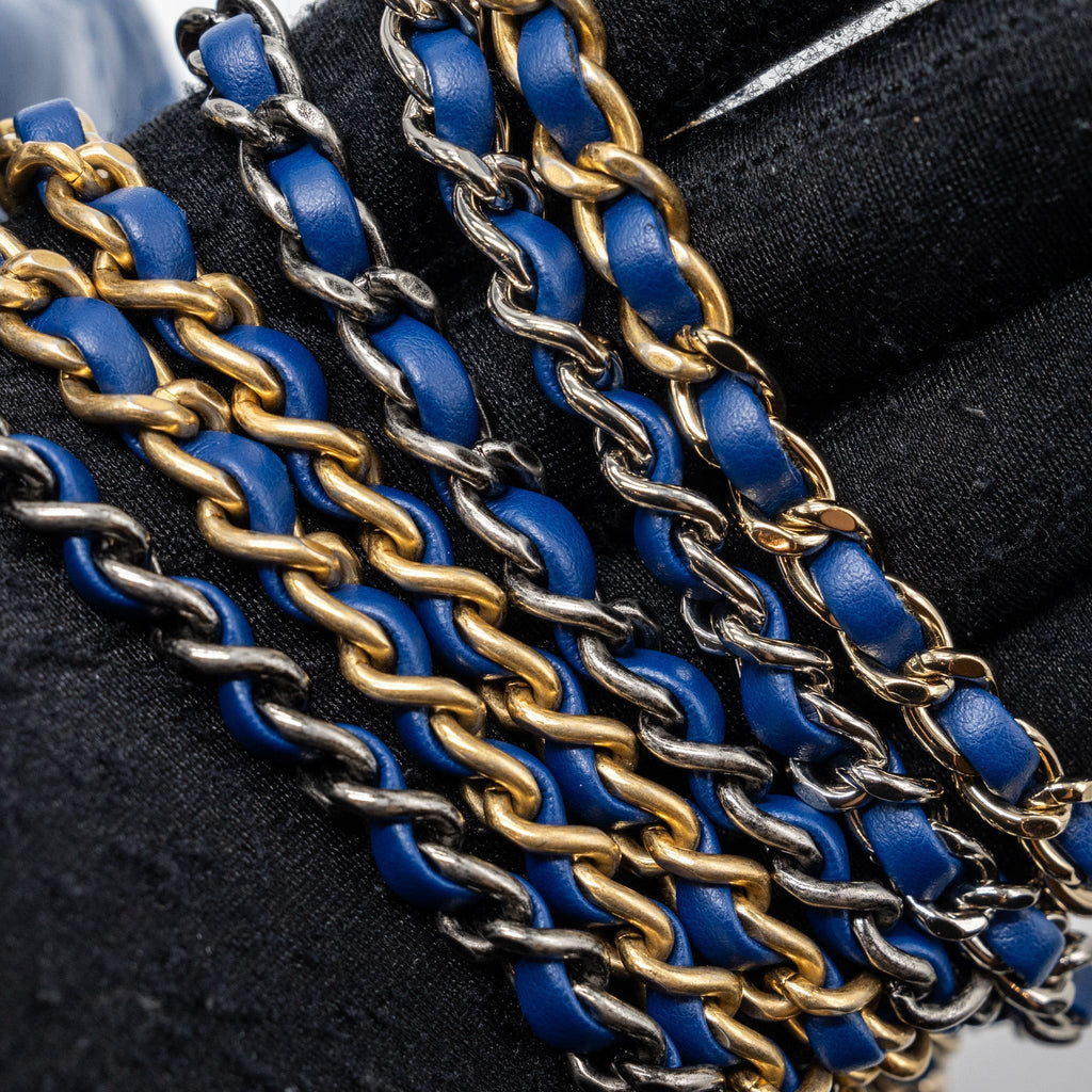 MEDIUM GABRIELLE BACKPACK AGED CALFSKIN BLUE MULTICOLOUR HARDWARE