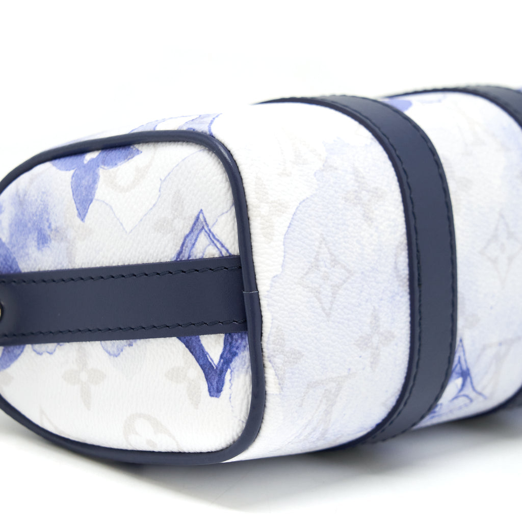 KEEPALL XS MONOGRAM WATERCOLOR BLUE CANVAS SHW