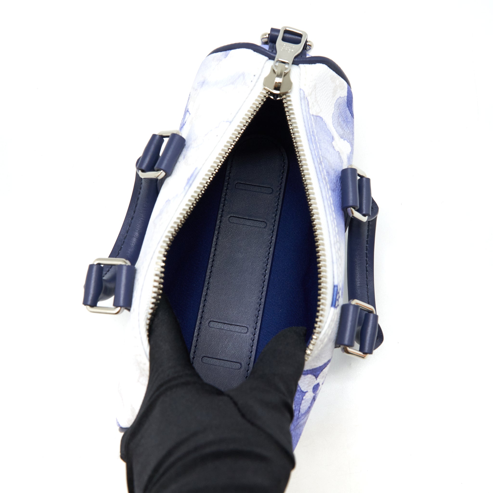 KEEPALL XS MONOGRAM WATERCOLOR BLUE CANVAS SHW