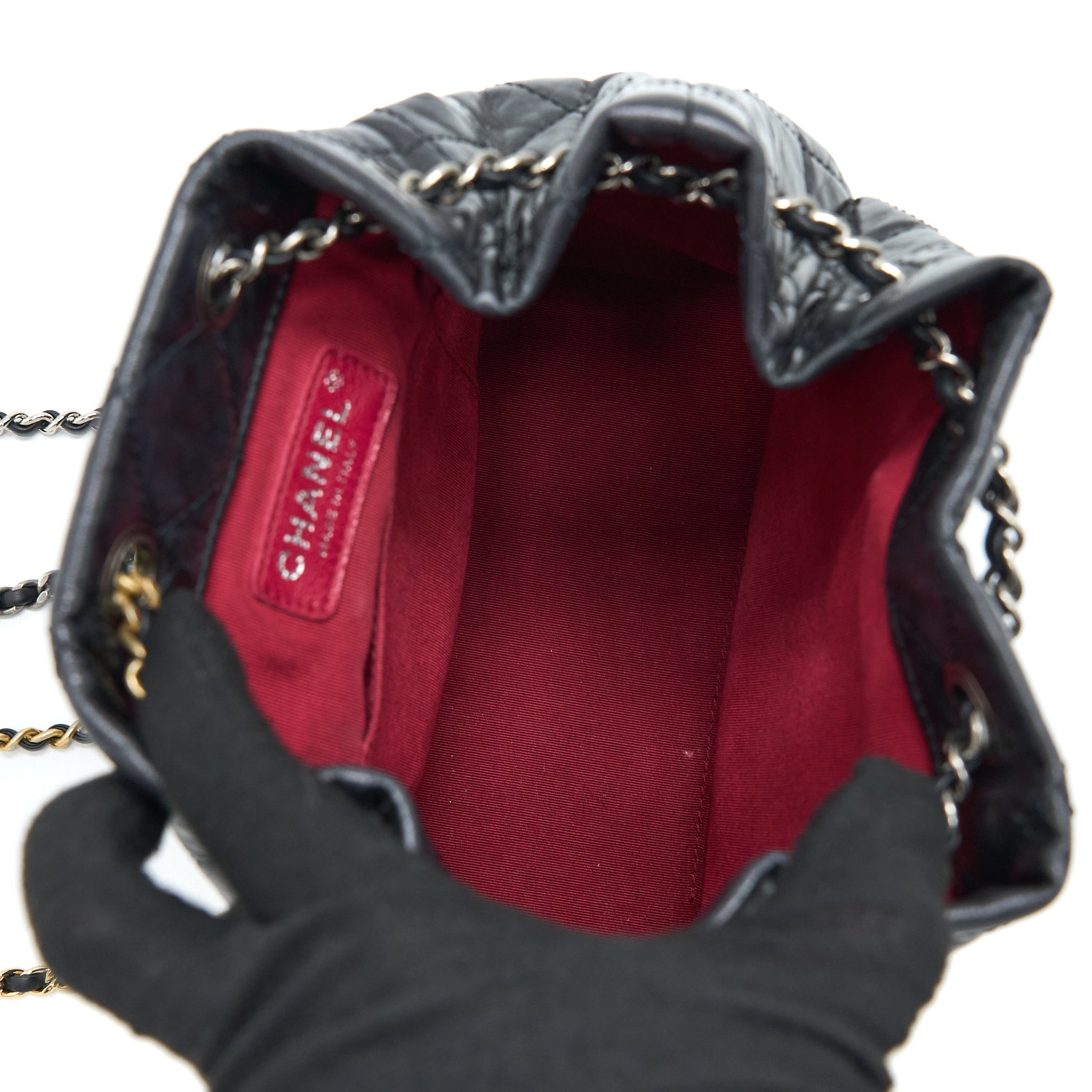 SMALL GABRIELLE BACKPACK AGED CALFSKIN BLACK MULTICOLOUR HARDWARE