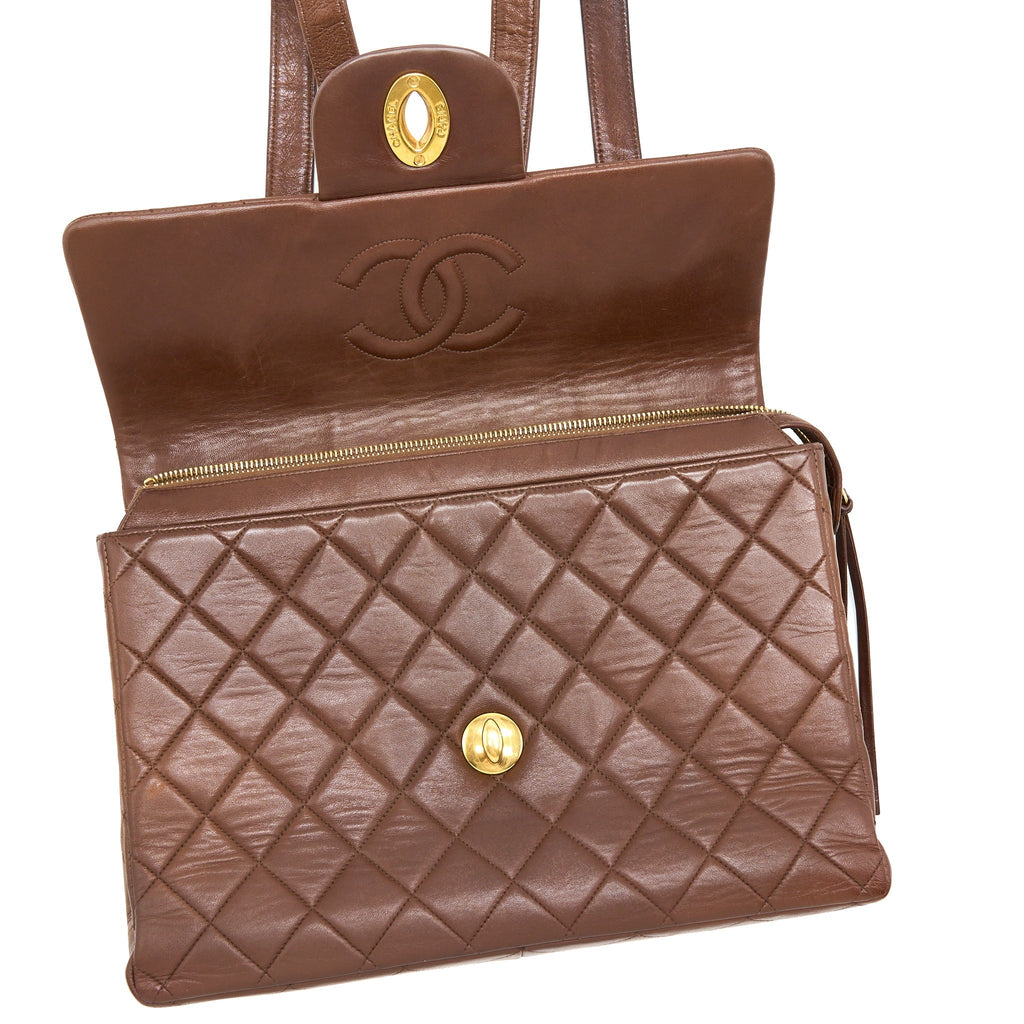 VINTAGE CLASSIC TIMELESS BACKPACK LAMBSKIN BROWN GHW