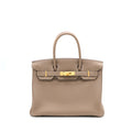 HERMES BIRKIN 30 SPECIAL ORDER TOGO ETOUPE/ ROSE AZALEE BRUSH GOLD HARDWARE
