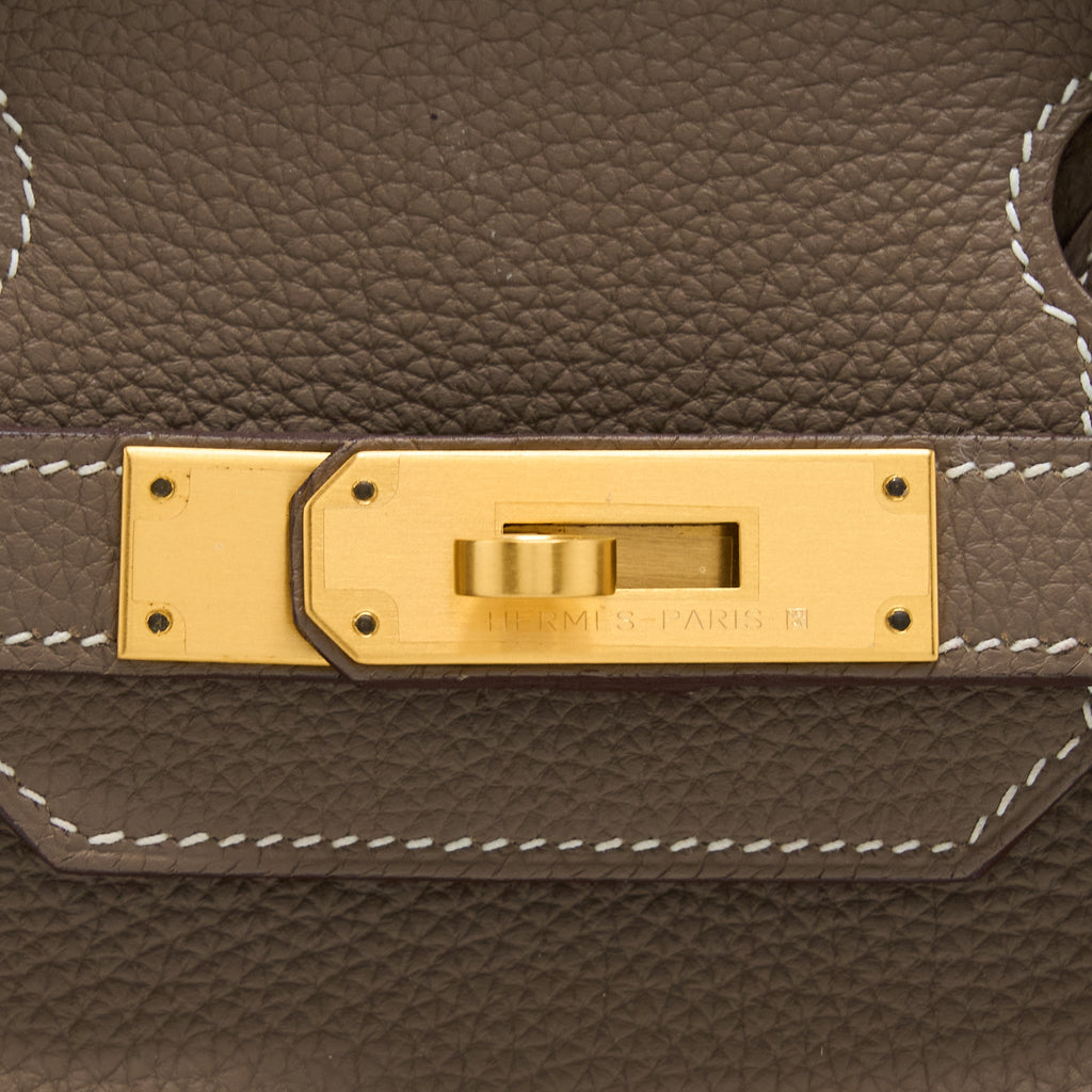 HERMES BIRKIN 30 SPECIAL ORDER TOGO ETOUPE/ ROSE AZALEE BRUSH GOLD HARDWARE
