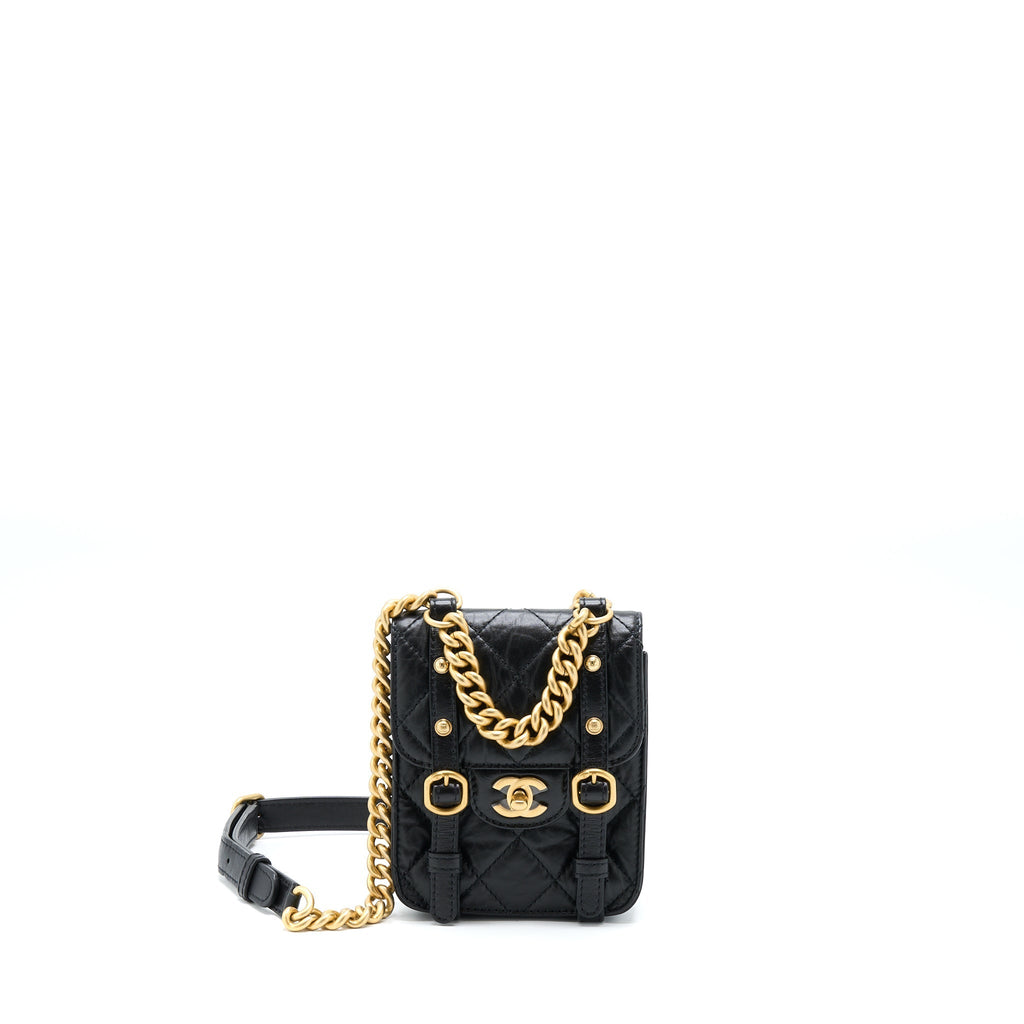 SEASONAL MESSENGER MINI FLAP BAG AGED CALFSKIN GHW (MICROCHIP)