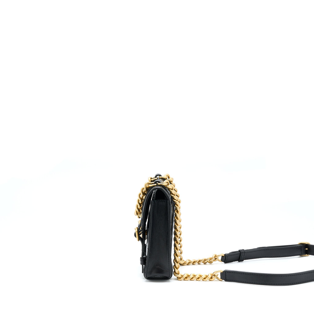 SEASONAL MESSENGER MINI FLAP BAG AGED CALFSKIN GHW (MICROCHIP)