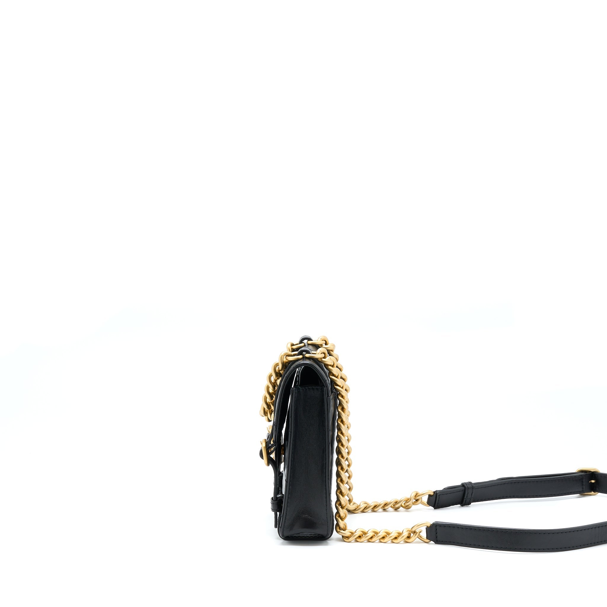 SEASONAL MESSENGER MINI FLAP BAG AGED CALFSKIN GHW (MICROCHIP)
