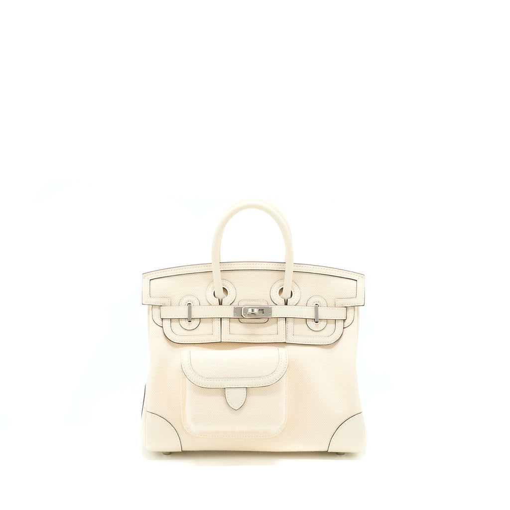 HERMES BIRKIN 25 CARGO CANVAS/SWIFT ECRU/NATA SHW