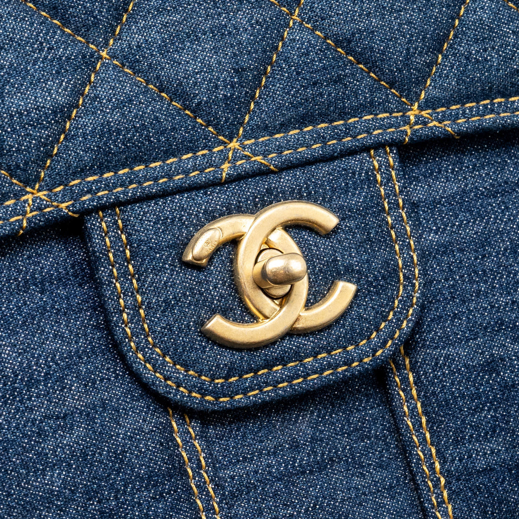 23S FLAP BACKPACK DENIM BLUE GHW (MICROCHIP)
