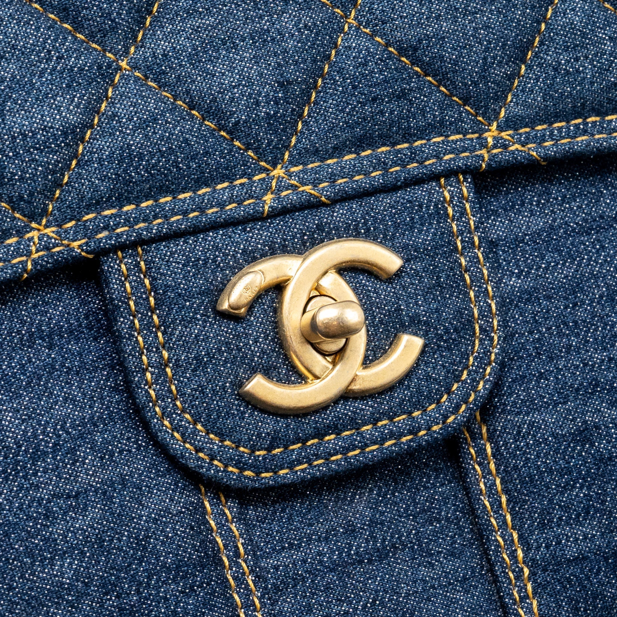 23S FLAP BACKPACK DENIM BLUE GHW (MICROCHIP)