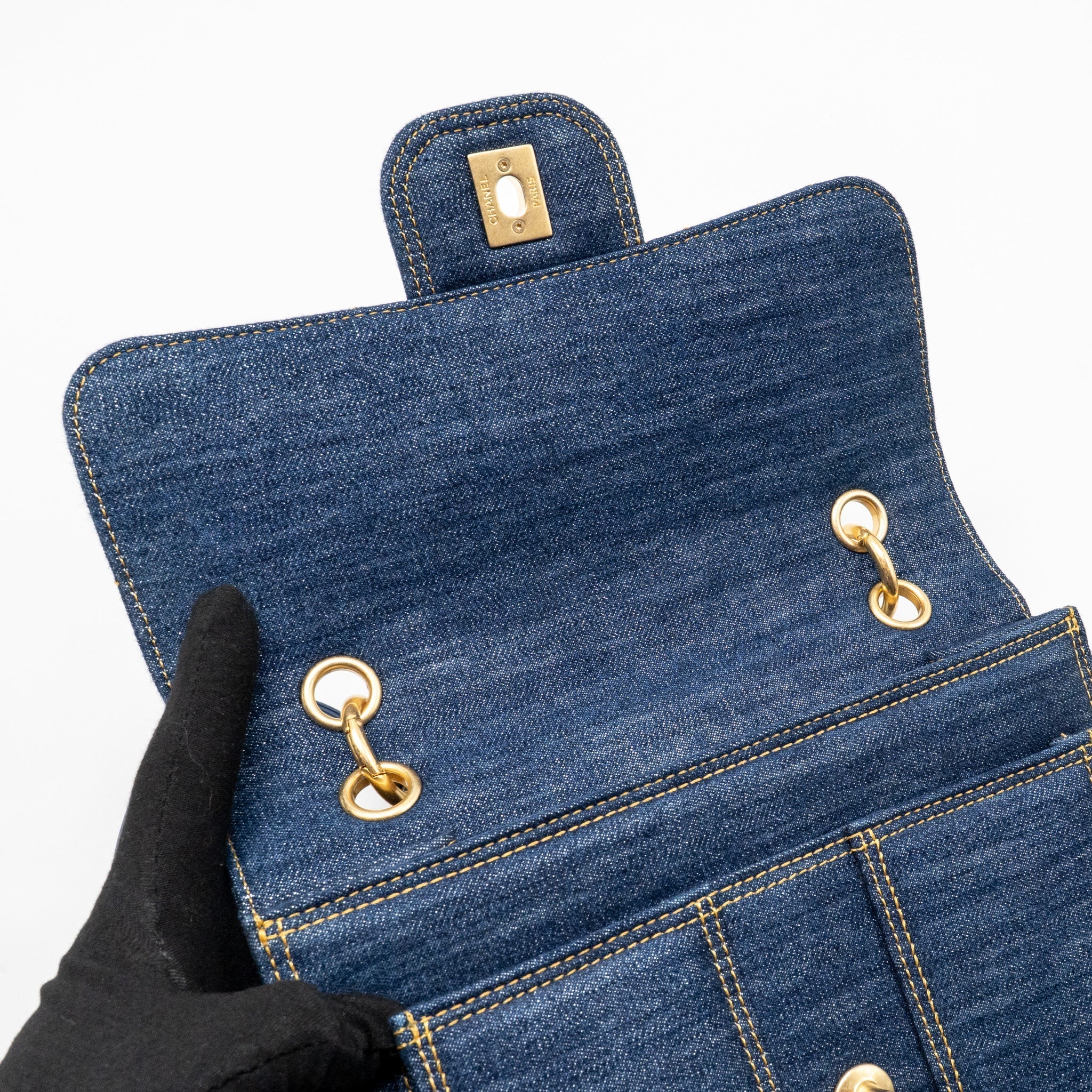 23S FLAP BACKPACK DENIM BLUE GHW (MICROCHIP)