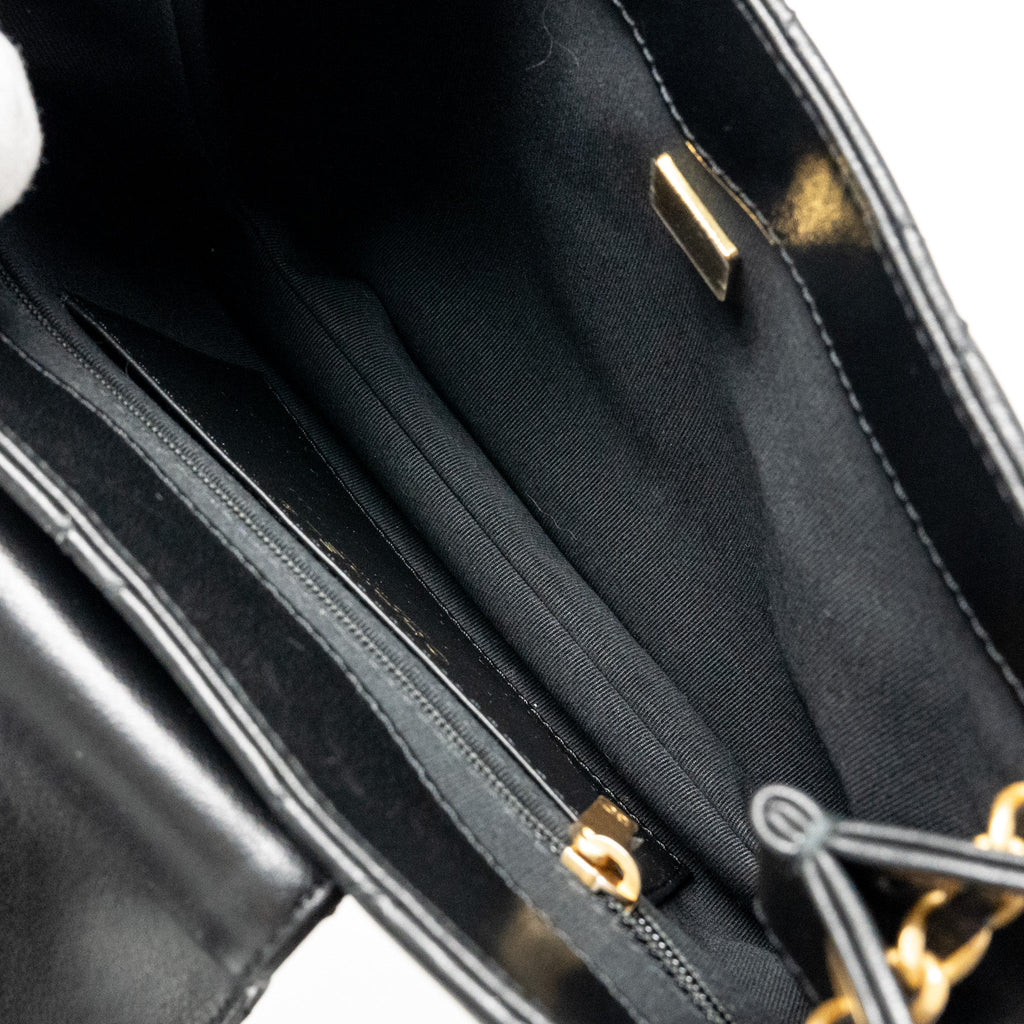 24C QUILTED SMALL MESSENGER BAG BLACK LAMBSKIN GHW (MICROCHIP)