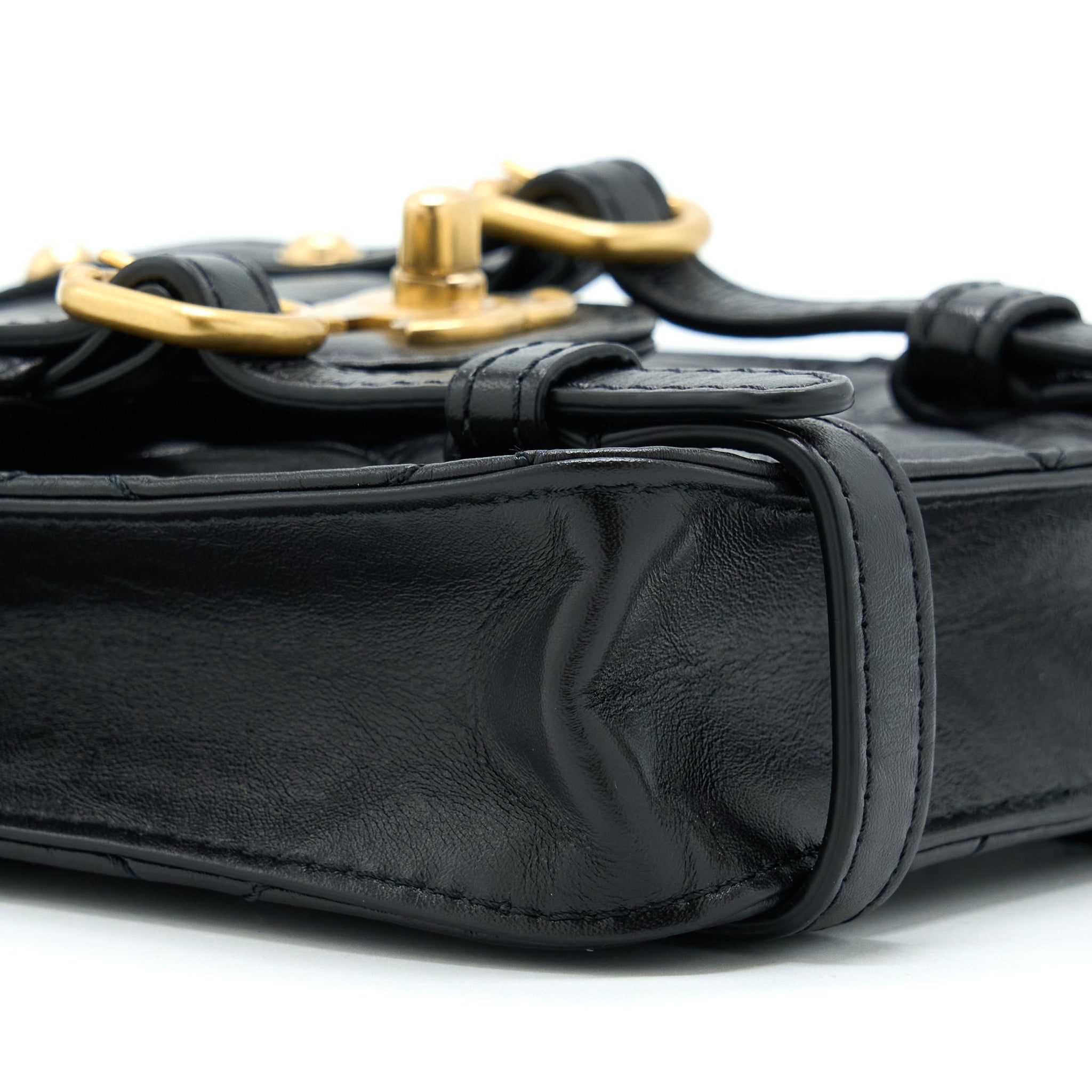 SEASONAL MESSENGER MINI FLAP BAG AGED CALFSKIN GHW (MICROCHIP)
