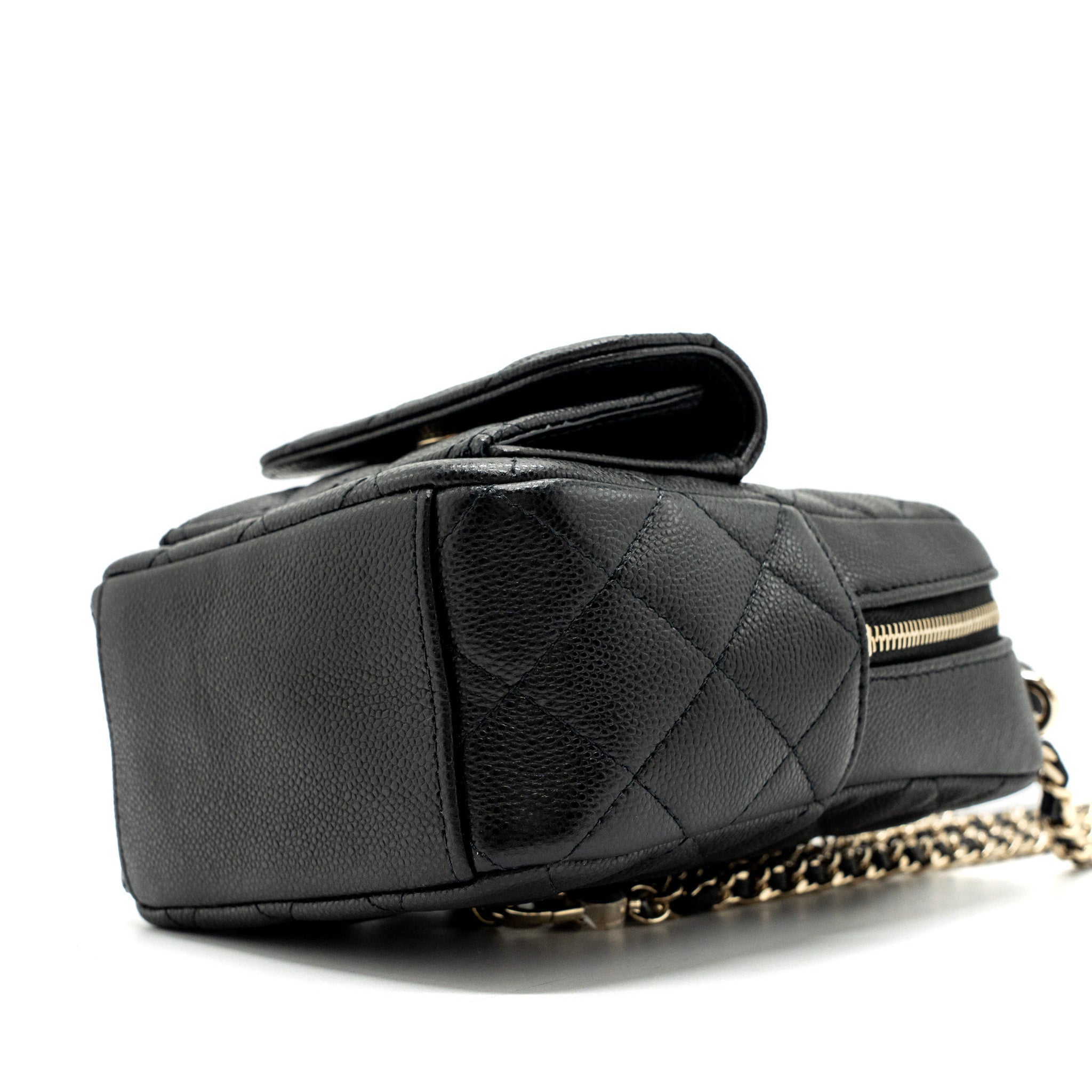 24C MINI BACKPACK / CROSSBODY BAG CAVIAR BLACK LGHW (MICROCHIP)