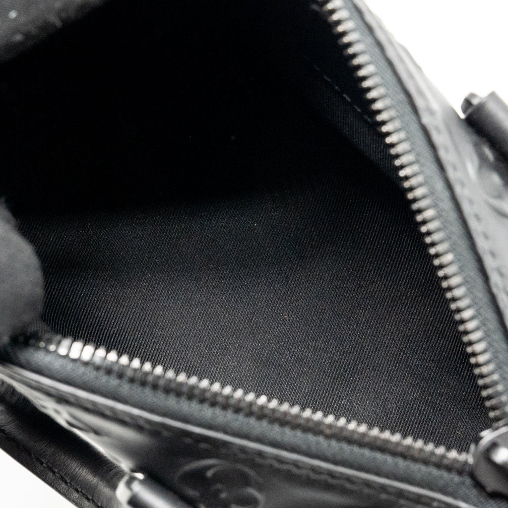 KEEPALL XS MONOGRAM SEAL COWHIDE LEATHER SO BLACK