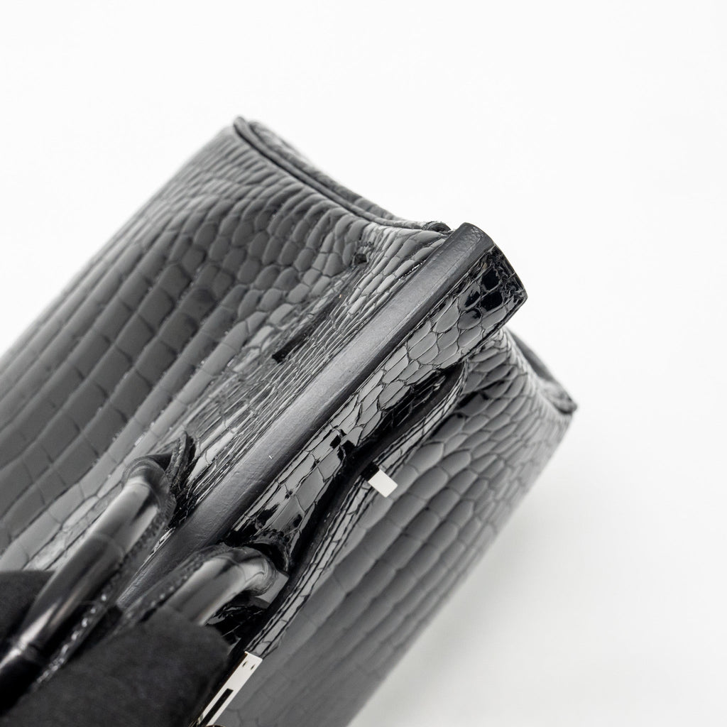 HERMES BIRKIN 25 SHINY CROCODILE POROSUS BLACK SHW