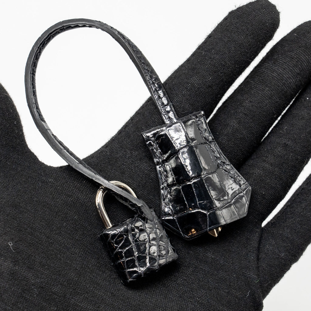 HERMES BIRKIN 25 SHINY CROCODILE POROSUS BLACK SHW